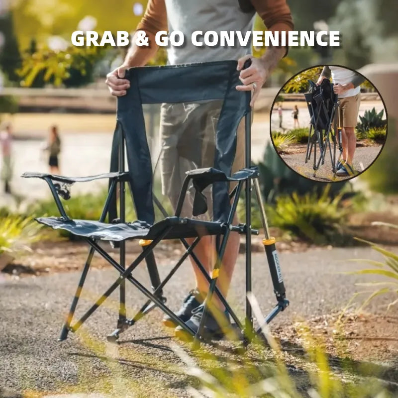 Portable Spring-Action Rocking Camping Chair with Built-in Storage