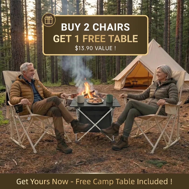 Portable Spring-Action Rocking Camping Chair with Built-in Storage
